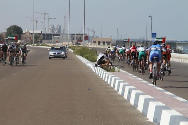The wind caused chaos for some riders