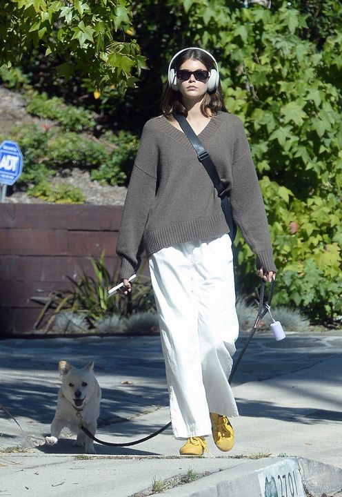 Kaia Gerber wears the Reformation Jadey Jumper