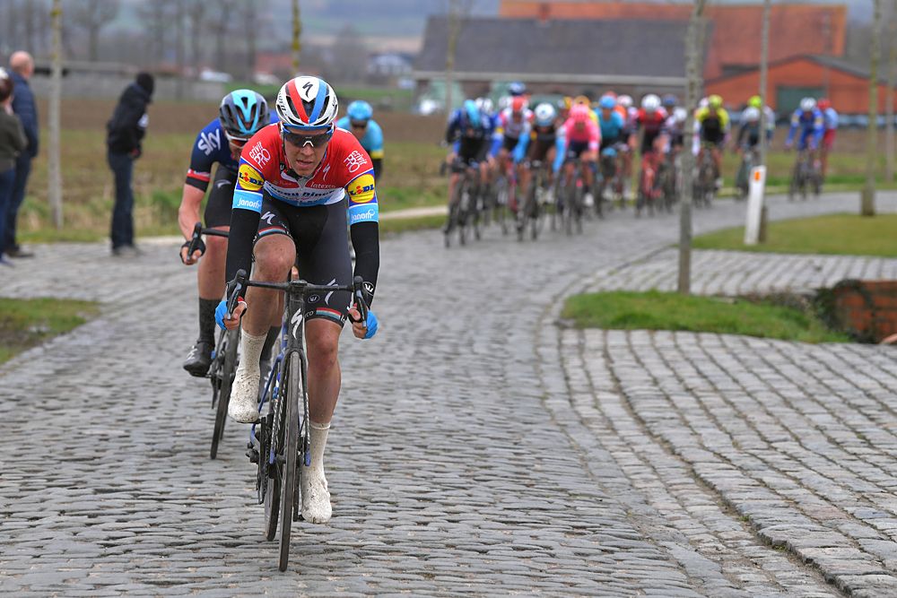 Bob Jungels (Deceuninck-QuickStep) forms part of the breakaway at Kuurne-Brussel-Kuurne