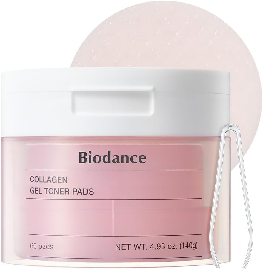 Biodance Collagen Gel Toner Pads, Pore Minimizer for Face, Improving Elasticity, Plumping Toner Pads for Sensitive Skin, Korean Skin Care, Gifts for Women&amp;#12643;4.93 Fl.oz.(140g)*60pads