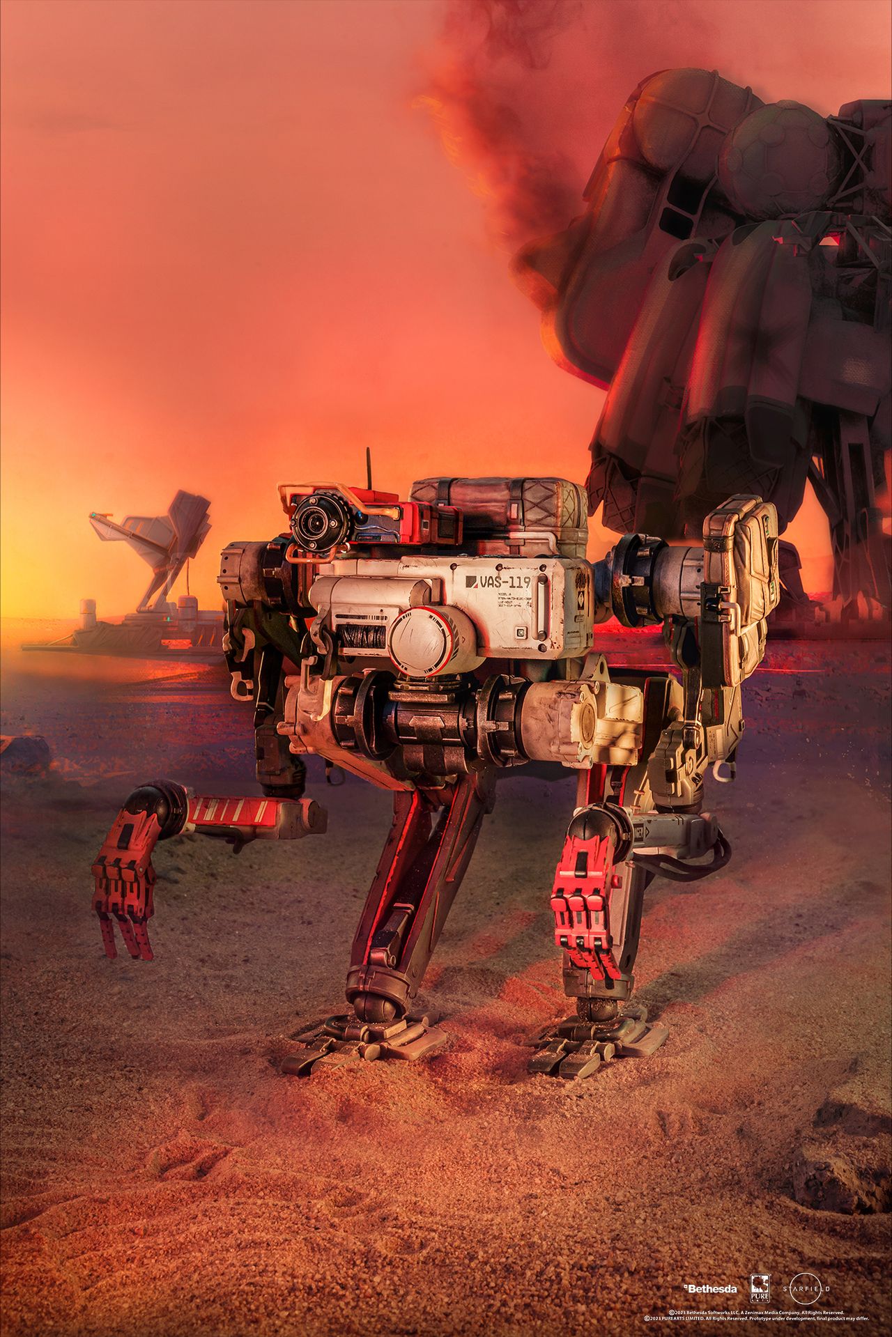 Vasco action figure posed on a sandy planet background
