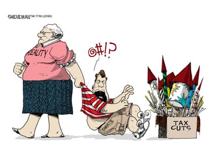 Political cartoon Chris Christie tax cuts