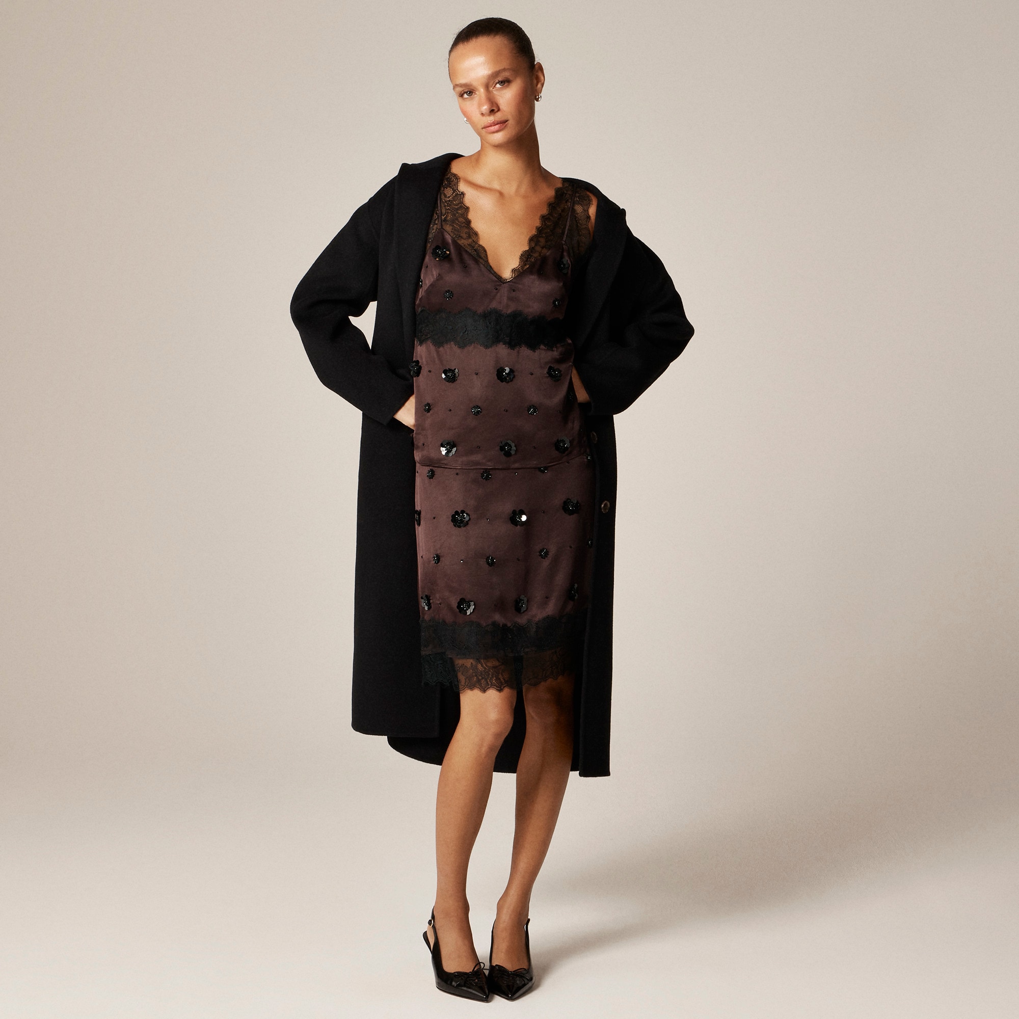 Embellished Lace-Trim Tank Top in Luster Charmeuse