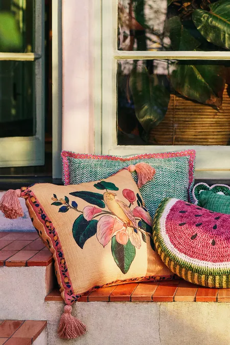 Farm Rio X Anthropologie Tassel Outdoor Pillow
