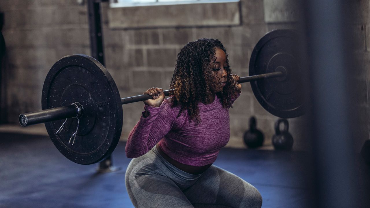 Barbell squat, part of a cross training regime