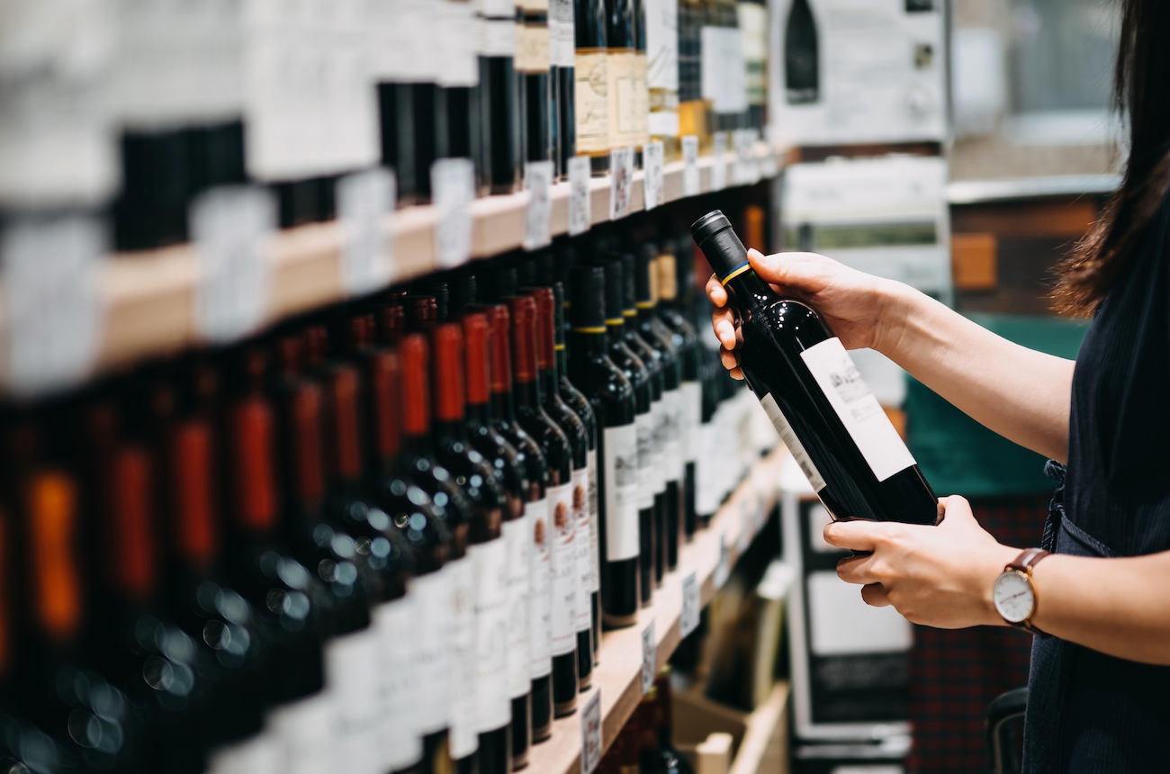 wine bottles supermarket