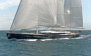 Sailing superyacht on the water