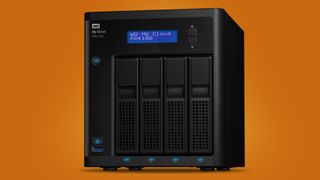 The My Cloud Pro Series PR4100 on an orange background