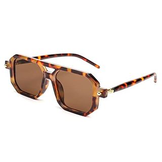 Feisedy Vintage quadratische 70er-Jahre-Piloten-Sonnenbrille für Damen und Herren, klassischer Retro-Stil, Brillengestell, UV400, B2622