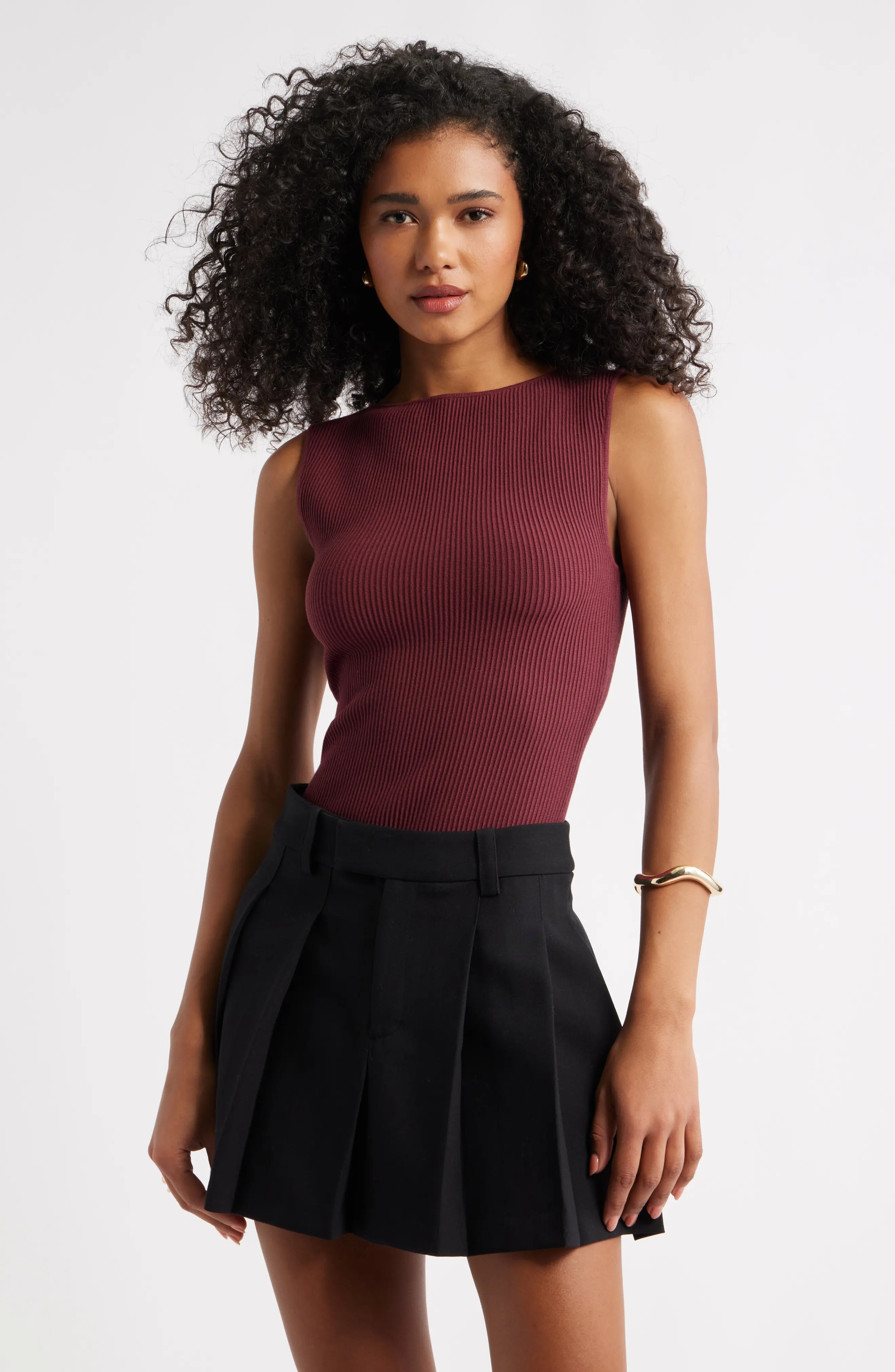 Open Edit, Luxe Sculpt Rib Sweater Tank
