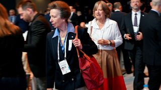 Princess Anne, Princess Royal arrives on the first day of the 141st IOC Session in Mumbai on October 15, 2023