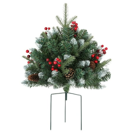 Christmas Tree Urn Filler, Christmas Pine Bush With Berries &amp;amp; Pinecones, Artificia Christmas Pine Urn Filler Decoration, Pine Bush Ornaments for Planters, Tables, Mantels &amp;amp; Home
