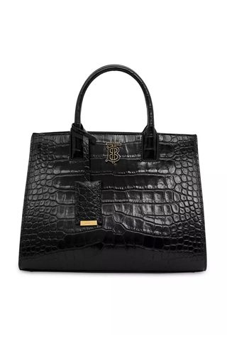 Burberry Mini Frances Croc-Embossed Leather Top Handle Bag 