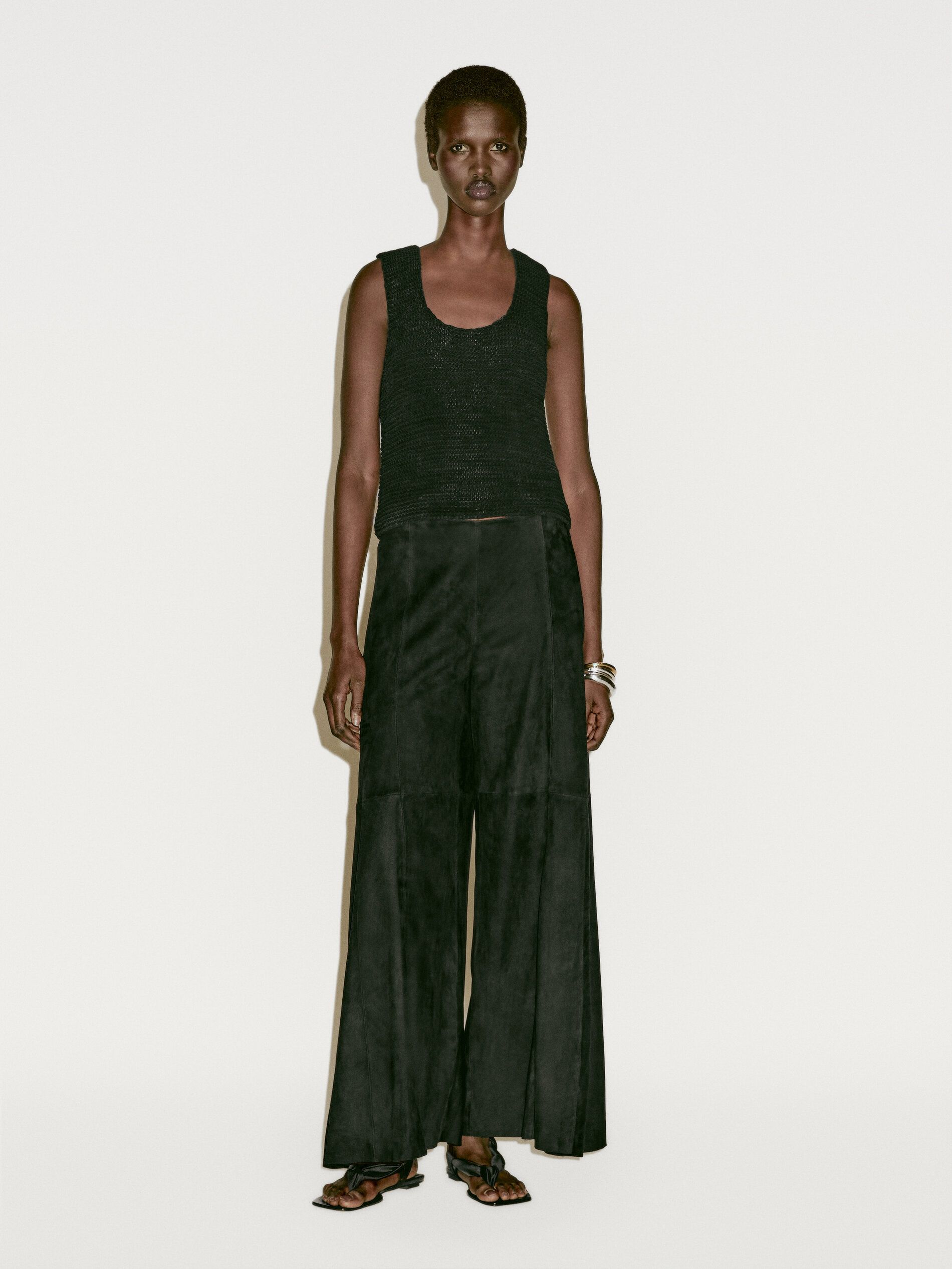 Wide-Leg Suede Leather Trousers - Limited Edition