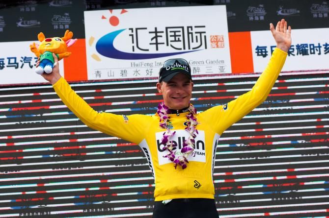 Moreno Hofland (Belkin) enjoys his first win.