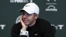 Rory McIlroy speaking to the media at a press conference at Muirfield Village ahead of the 2026 Memorial Tournament on the PGA Tour