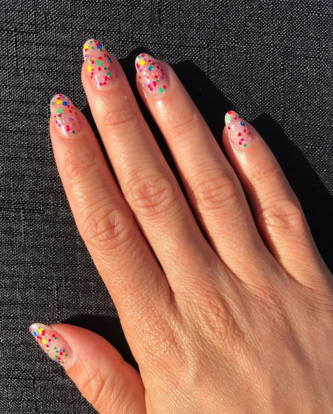 Confetti nails.