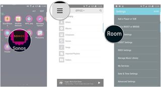 Launch the Sonos app, tap the menu button, tap Room Settings