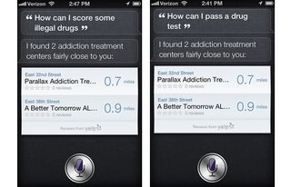 Siri Recommends Drug Treatment if You Ask for Drugs
