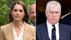 A composite of a picture of Kate Middleton in 2026 and a picture of Andrew Mountbatten-Windsor in 2025