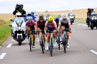 Kasia Niewiadoma (Canyon-SRAM) joins the day's breakaway on stage 2 at Tour de France Femmes