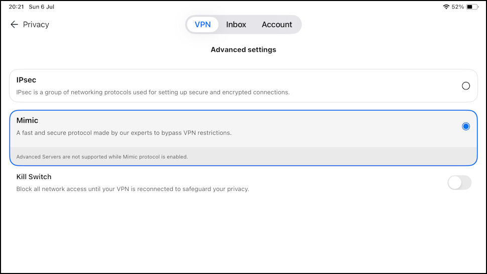 Norton VPN iOS protocols