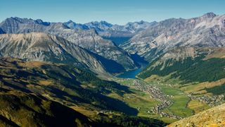 View of Livigno in Italian Alps