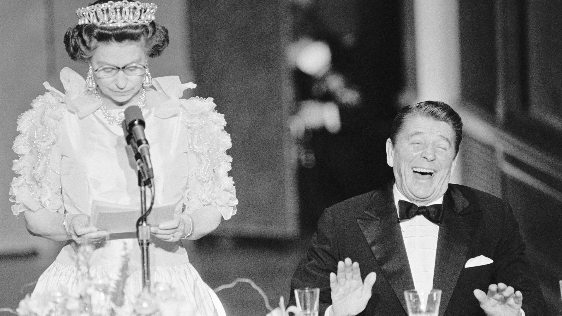 Queen Elizabeth II and Ronald Reagan