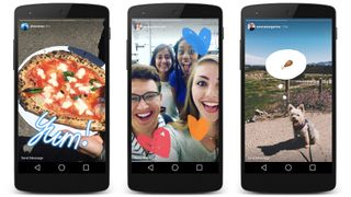 Three smartphones show Instagram Stories