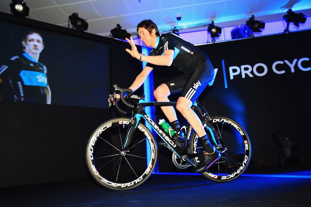 Wiggins rolls onto the stage as a Team Sky rider
