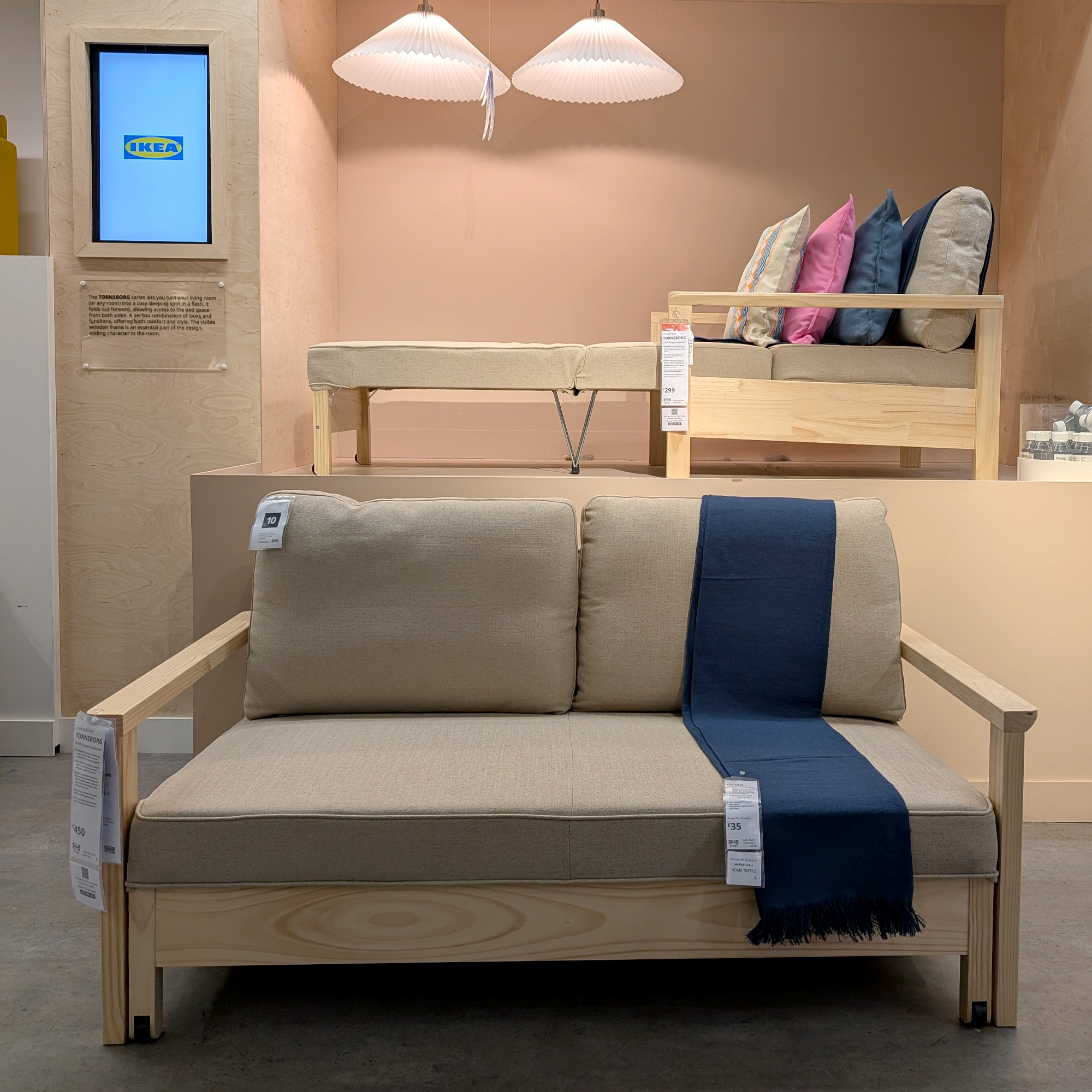 The IKEA TORNSBORG sofa bed and chair bed in store
