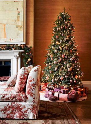 Christmas tree themes with traditional scene