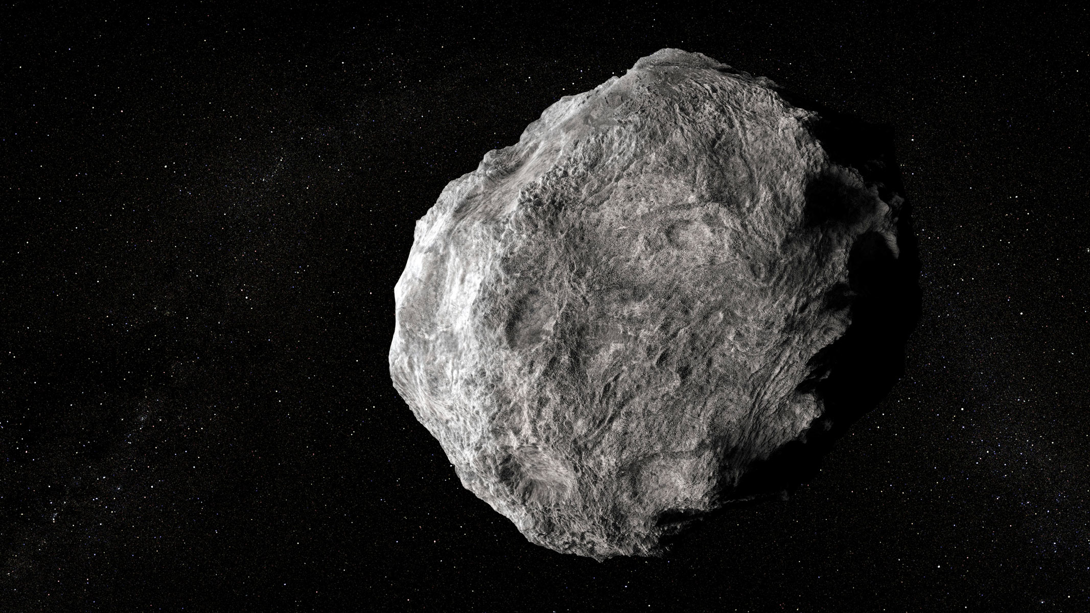 An asteroid in space