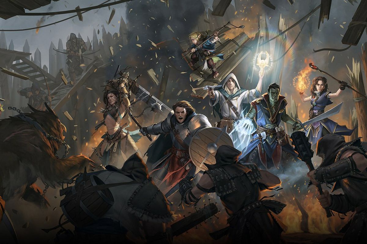 Pathfinder promo image showing adventurers in battle