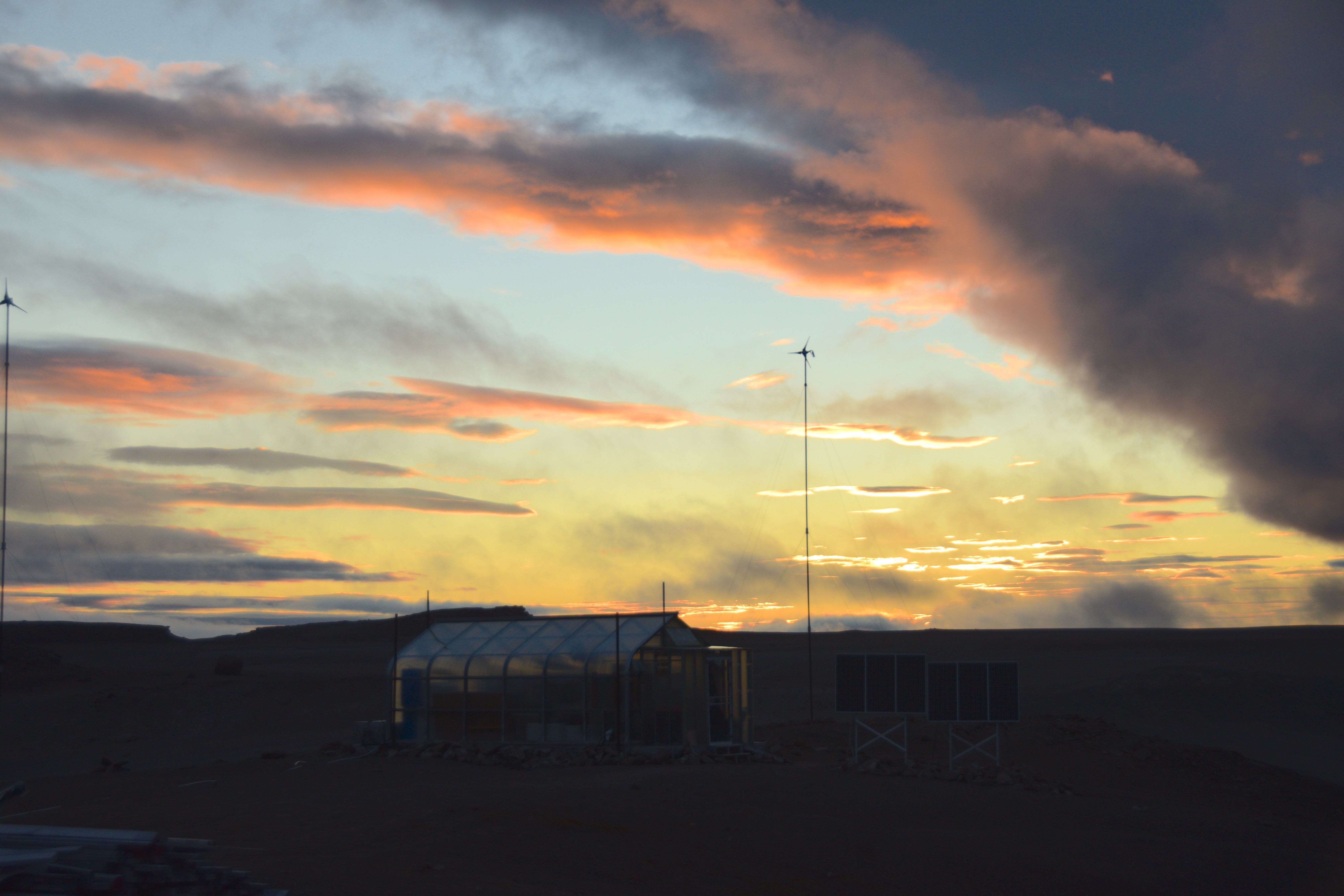 A typical sunset, 11 p.m. overlooking the HMP greenhouse.