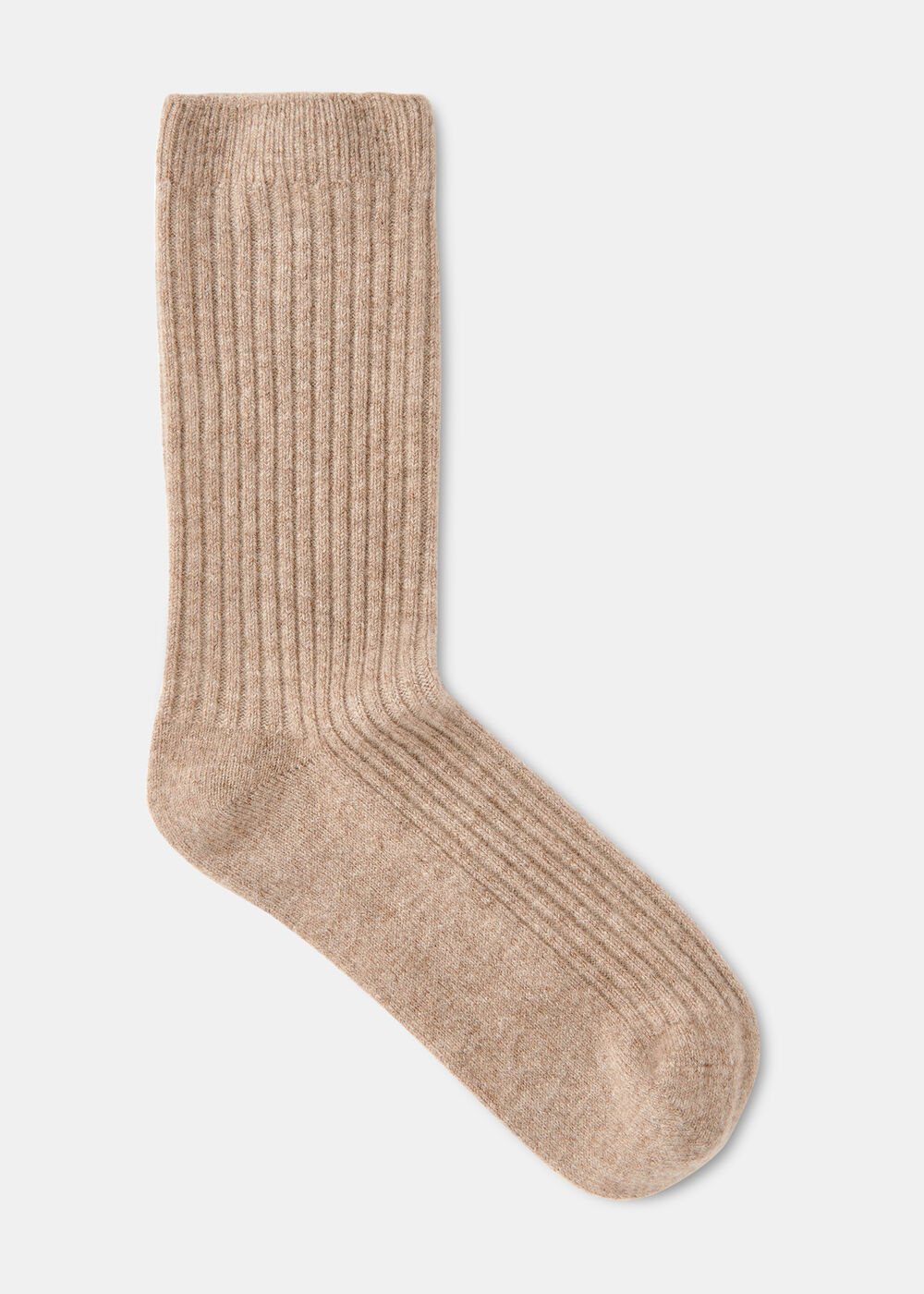 Neutral Cashmere Ribbed Socks