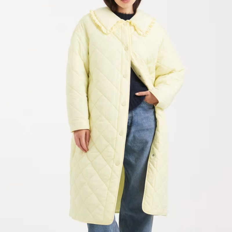 Miss Selfridge , Quilted Liner Maxi Coat in Buttermilk
