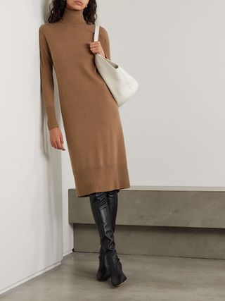 Cashmere Turtleneck Midi Dress