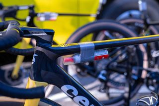 Sealant attached to the bikes of a rider at the Gravel World Championships.