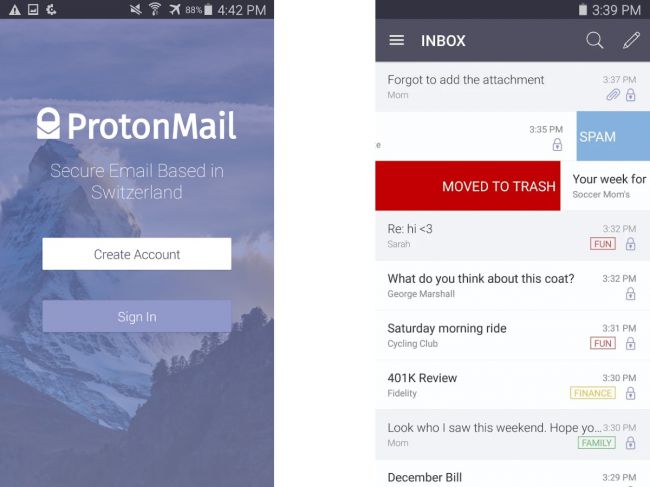 best email apps: protonmail