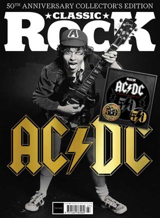 The cover of Classic Rock 329, featuring Angus Young