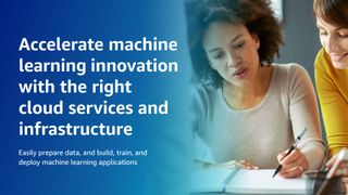 Whitepaper from AWS on machine learning innovations with cloud services, with image of two female colleagues looking at a notepad