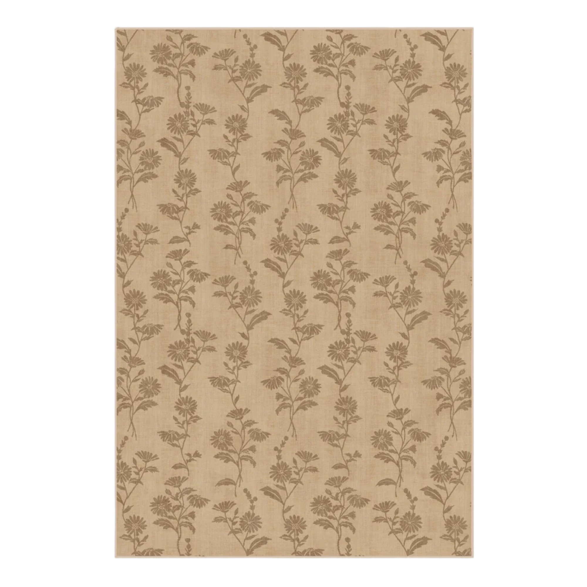 a rug in light tan with a floral design
