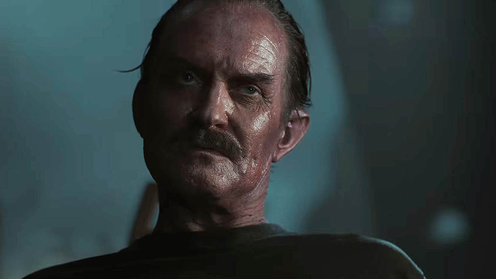A close-up of Lars Ulrich Thomsen's Sinestro in Lanterns episode 8