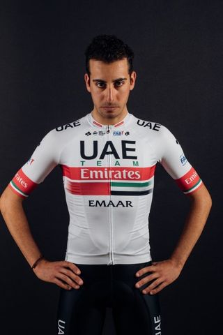 Fabio Aru wears the 2019 UAE Team Emirates jersey