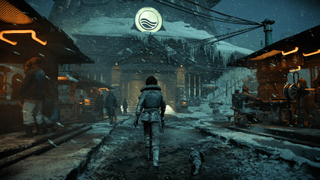A screenshot of a snowy planet in Star Wars Outlaws.