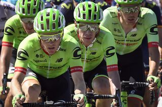 Rigoberto Uran rides with his teammates of the US's Cannondale Drapac cycling team during the 165km 16th stage of the Tour de France
