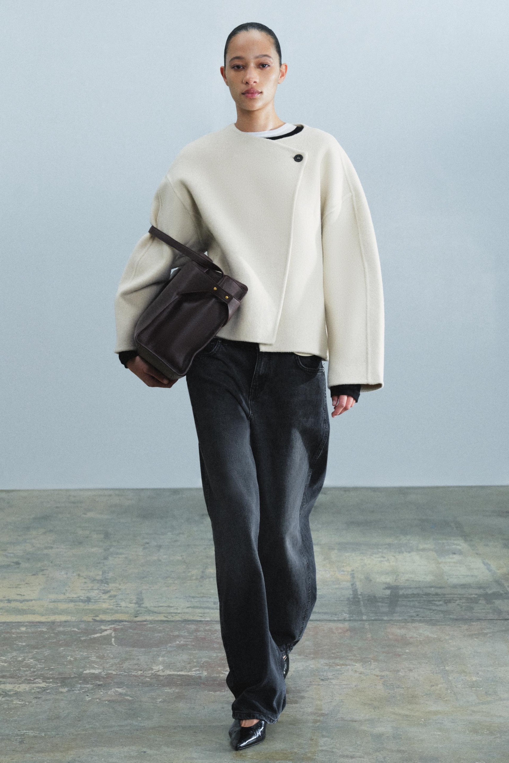 Zw Collection Short Wool-Blend Coat - Ecru - Xs