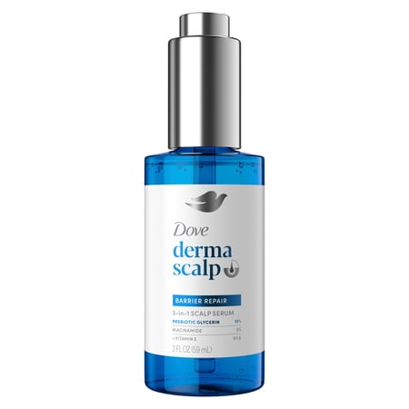 Dove Derma Scalp Dandruff Relief 3-In-1 Barrier Repair Serum With Prebiotic Glycerin, Niacinamide and Vitamin E for Dandruff-Prone, Flaky, Dry Scalp, 2 Fl Oz