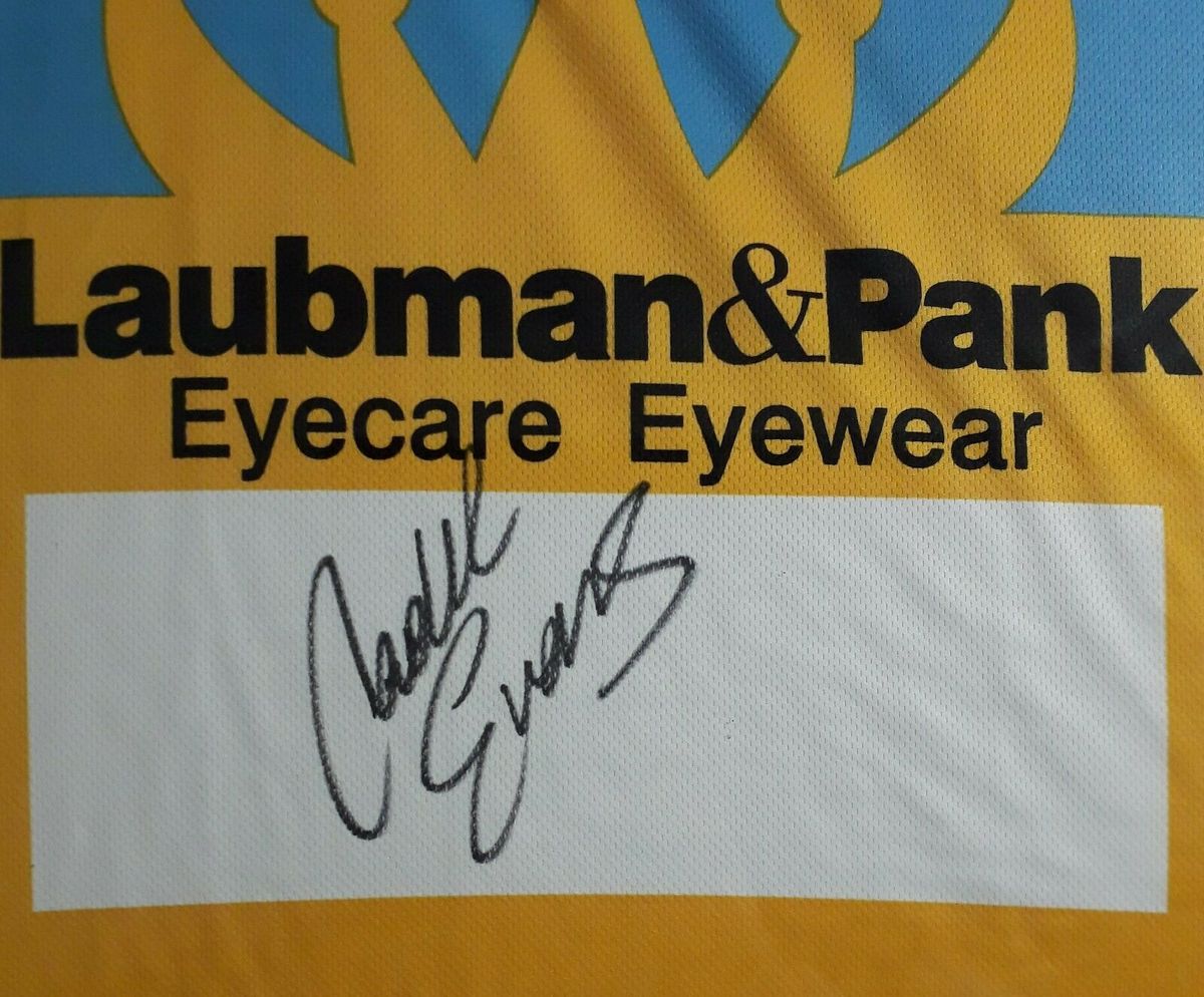 A closer look at Cadel Evans' signature on the panel normally reserved for the team sponsor's logo